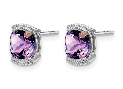 14K white gold amethyst earrings, alternate view