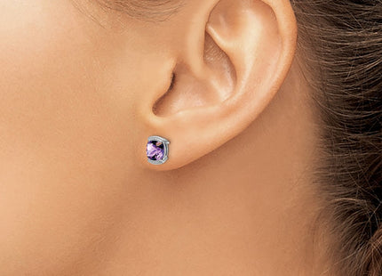 14K white gold amethyst earrings, another view