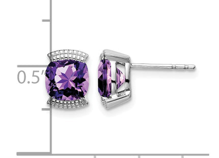 14K white gold amethyst earrings, further view