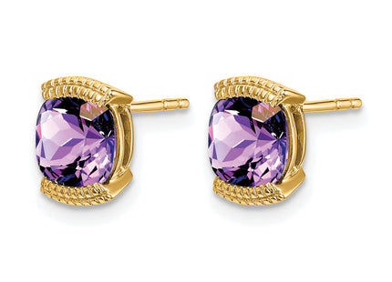 14k Amethyst Post Earrings, 8.4 x 6mm