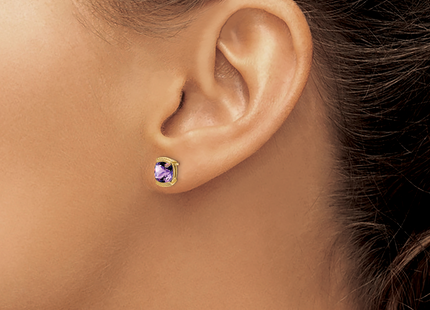 14k Amethyst Post Earrings, 8.4 x 6mm
