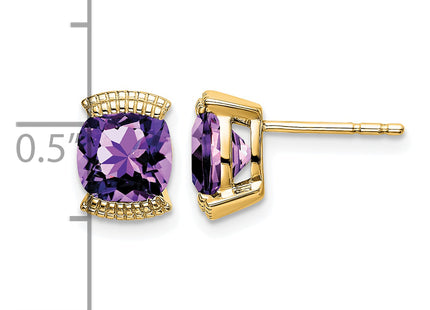 14k Amethyst Post Earrings, 8.4 x 6mm