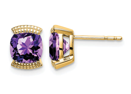 14k Amethyst Post Earrings, 8.4 x 6mm