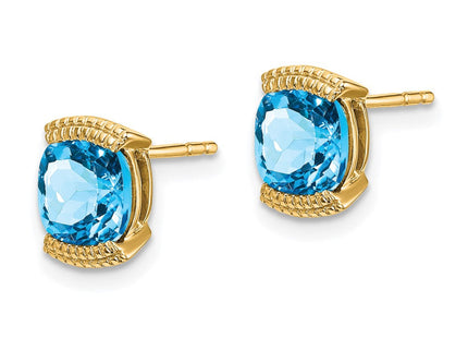 14K white gold blue topaz earrings, alternate view