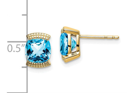 14K white gold blue topaz earrings, further view