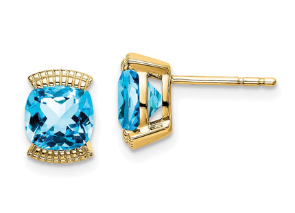 14K white gold blue topaz earrings