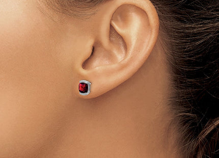 14k White Gold Garnet Post Earrings (Style EM7080)