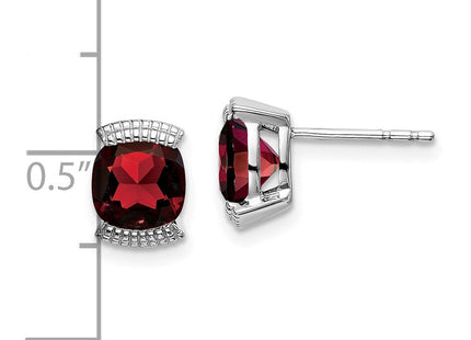 14k White Gold Garnet Post Earrings (Style EM7080)