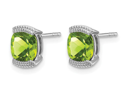 14K white gold peridot earrings, alternate view