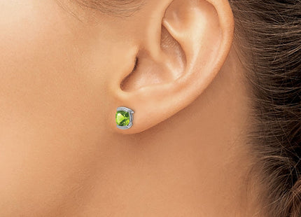 14K white gold peridot earrings, another view