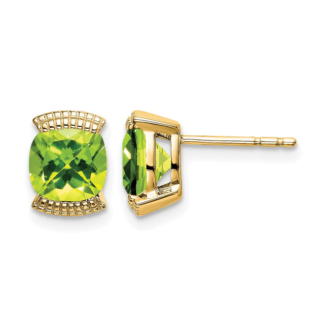 14k Peridot Post Earrings, 8.4 x 6mm