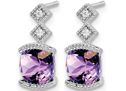 14K white gold diamond earrings, alternate view