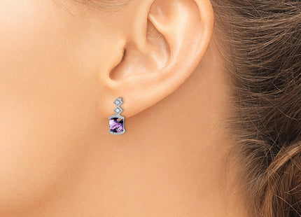 14K white gold diamond earrings, another view