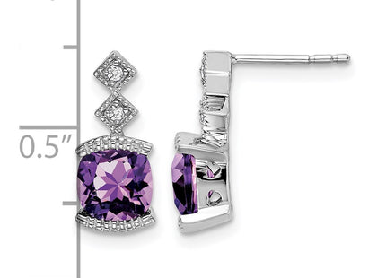 14K white gold diamond earrings, further view