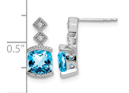 14K white gold diamond earrings, further view