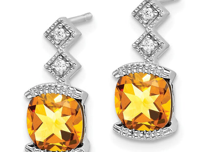14k White Gold Citrine and Diamond Earrings (Style EM7081-CI-004-WA)
