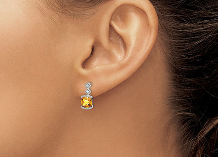 14k White Gold Citrine and Diamond Earrings (Style EM7081-CI-004-WA)