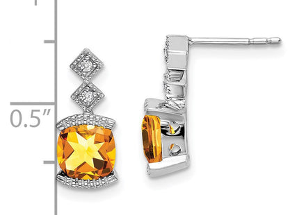 14k White Gold Citrine and Diamond Earrings (Style EM7081-CI-004-WA)