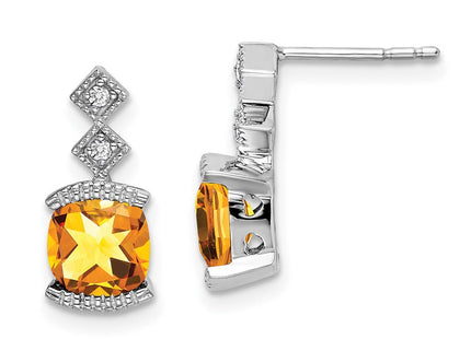 14k White Gold Citrine and Diamond Earrings (Style EM7081-CI-004-WA)