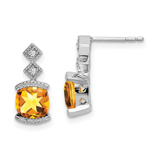14k White Gold Citrine and Diamond Earrings (Style EM7081-CI-004-WA)