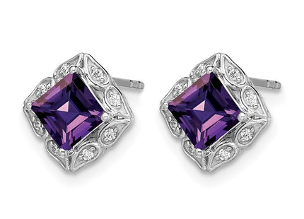 14K white gold diamond earrings, alternate view