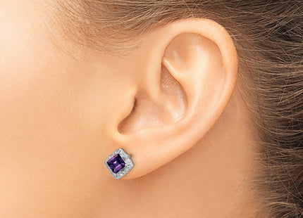 14K white gold diamond earrings, another view