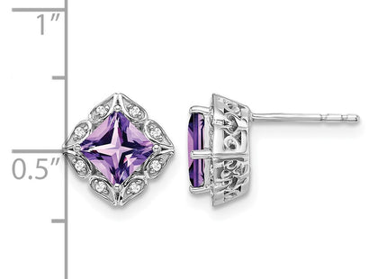 14K white gold diamond earrings, further view