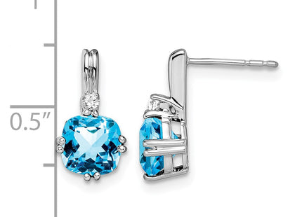 14K white gold diamond earrings, further view