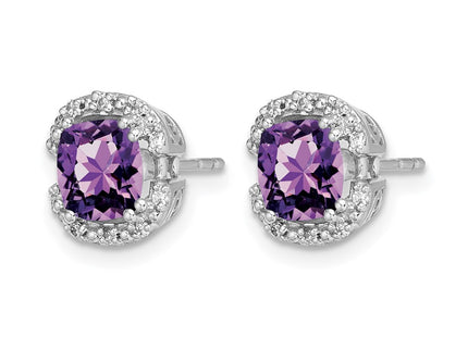 14K white gold diamond earrings, alternate view