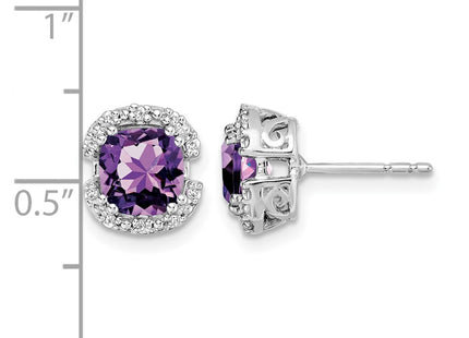 14K white gold diamond earrings, further view