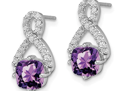 14k White Gold Amethyst and Diamond Earrings (Style EM7089-AM-017-WA)