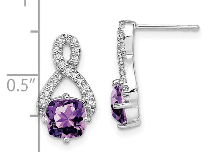 14k White Gold Amethyst and Diamond Earrings (Style EM7089-AM-017-WA)