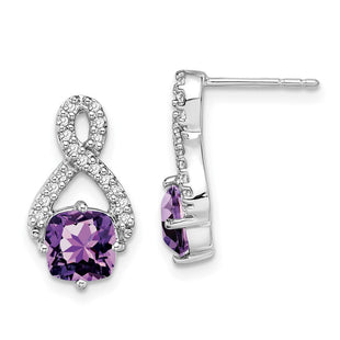 14k White Gold Amethyst and Diamond Earrings (Style EM7089-AM-017-WA)