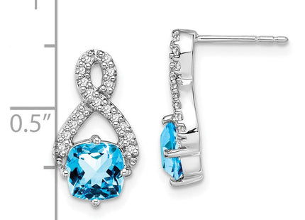 14k White Gold Blue Topaz and Diamond Earrings (Style EM7089-BT-017-WA)