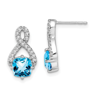 14k White Gold Blue Topaz and Diamond Earrings (Style EM7089-BT-017-WA)