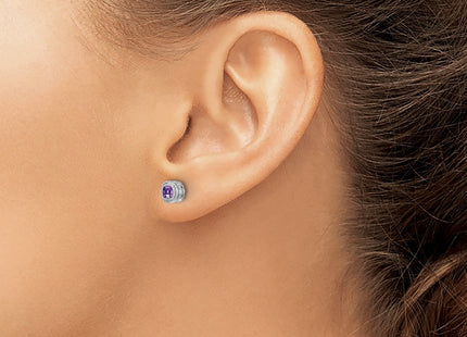 14K white gold diamond earrings, another view