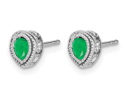 14K white gold diamond earrings, alternate view