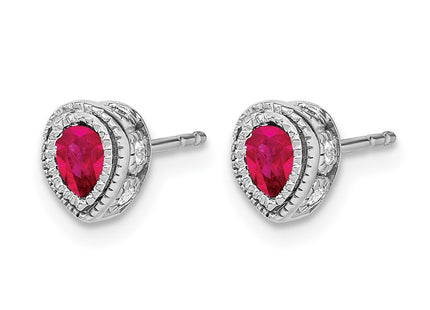 14K white gold diamond earrings, alternate view