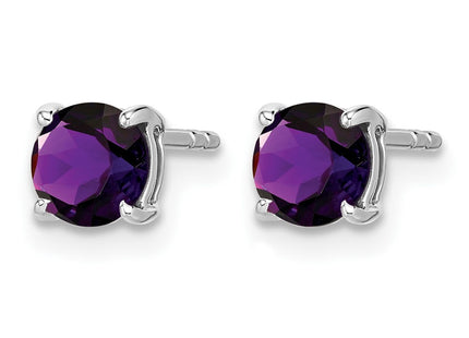 14K white gold amethyst earrings, alternate view