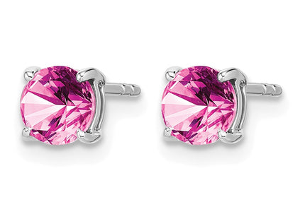 14K white gold sapphire earrings, alternate view