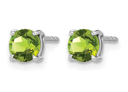 14K white gold peridot earrings, alternate view