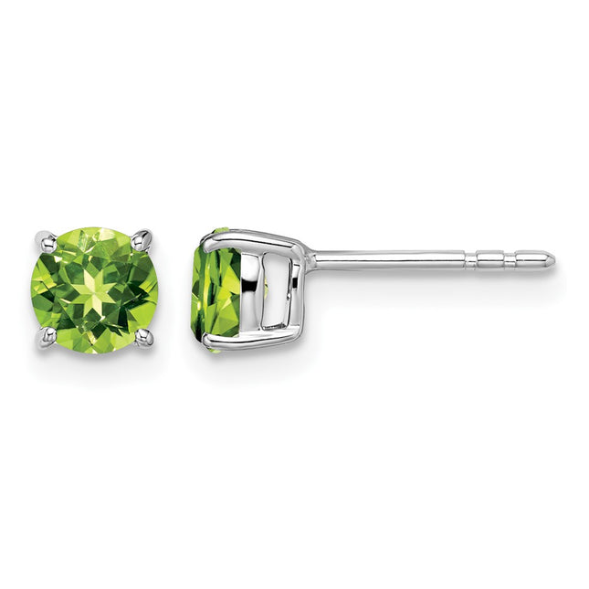14k White Gold Round Peridot Earrings, 5.2 x 5.2mm