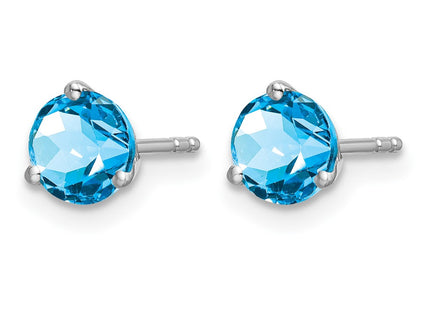 14K white gold blue topaz earrings, alternate view