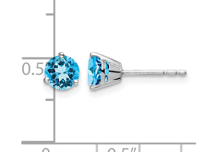 14K white gold blue topaz earrings, further view
