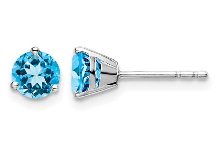 14K white gold blue topaz earrings