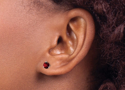 14K white gold garnet earrings, another view
