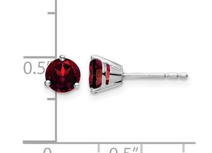 14K white gold garnet earrings, further view