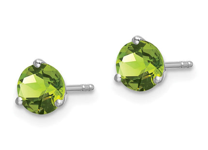14k White Gold Round Peridot Earrings (Style EM7098)