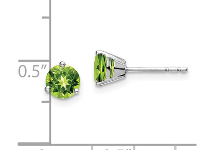 14k White Gold Round Peridot Earrings (Style EM7098)