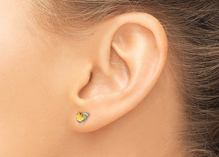 14K white gold citrine heart earrings, another view
